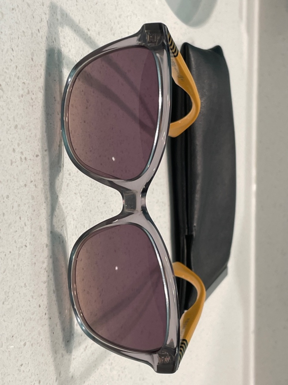 Fendi Sunglasses with Deep GoldTemples and Translucent Gray Frames
